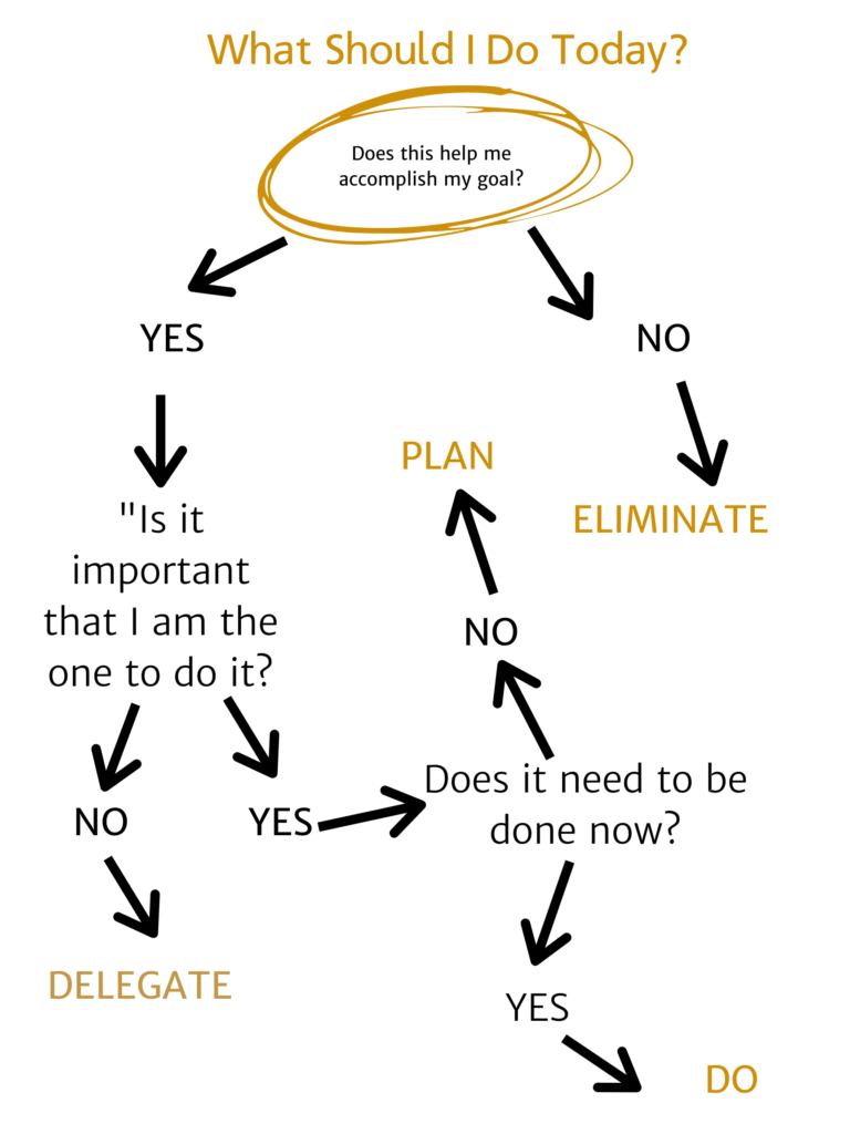 What should I do today. A flow chart to walk you analyzing tasks to avoid procrastination.