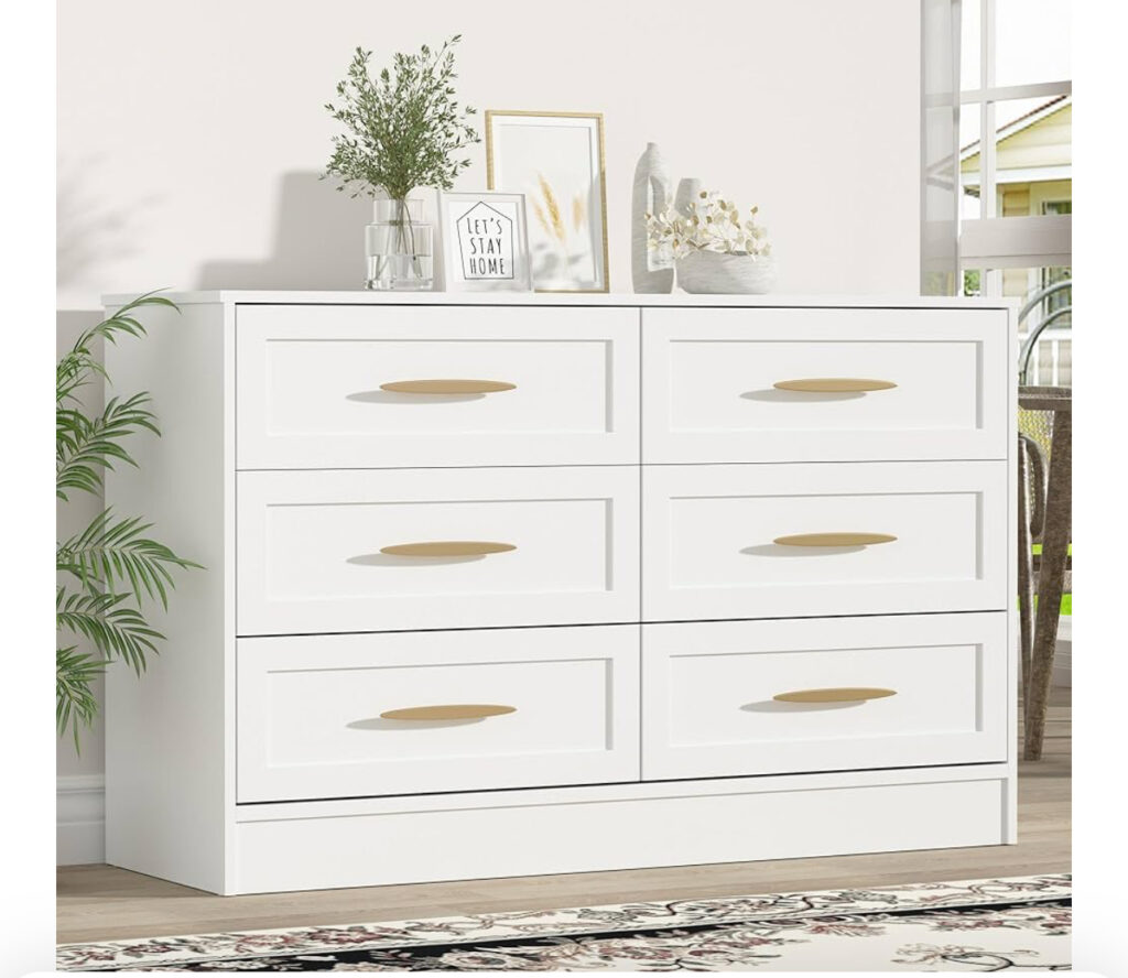 Betterhood 6-Drawer Dresser (White) for bedroom or additional storage in other areas of the apartment